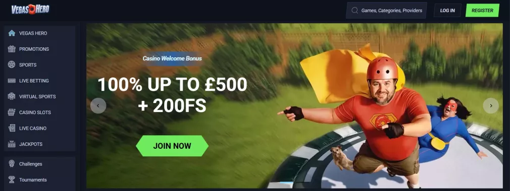 Vegashero Casino Bonusaktion 100% bis 500 Euro plus Freispiele